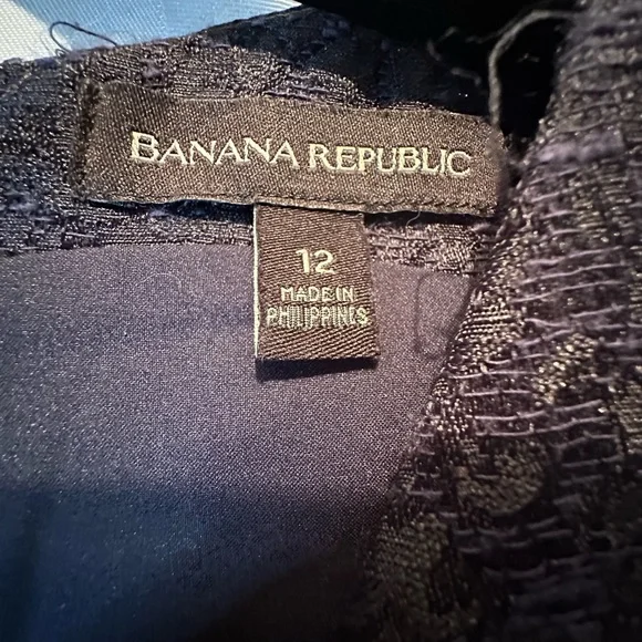 Banana Republic V-Neck Sleeveless Navy Blue Tapestry Dress - Picture 2 of 10